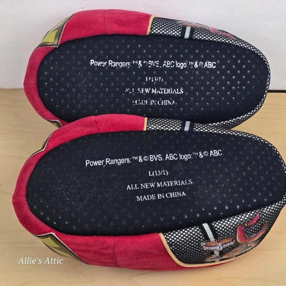 Power Rangers Ninja Storm Slippers Vintage Kids Red Ranger Boys Girls Plush 13/1